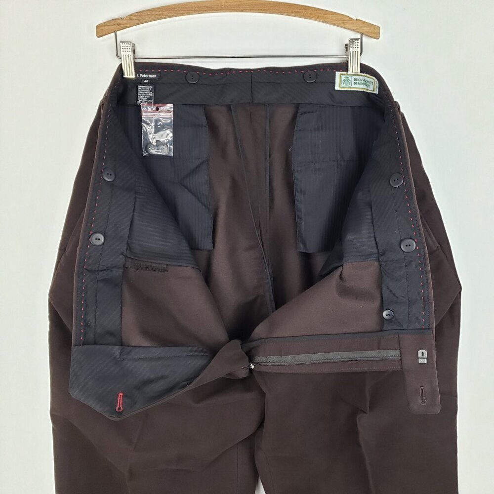 J Peterman Mens Moleskin Pants Brown Duca Visconti Italy Suspender Buttons 46x29 - Picture 5 of 8